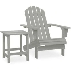 Sedie Da Giardino Sedie Poltrona Da Esterno Adirondack Con Tavolino Legno Abete Grigio ITD90221